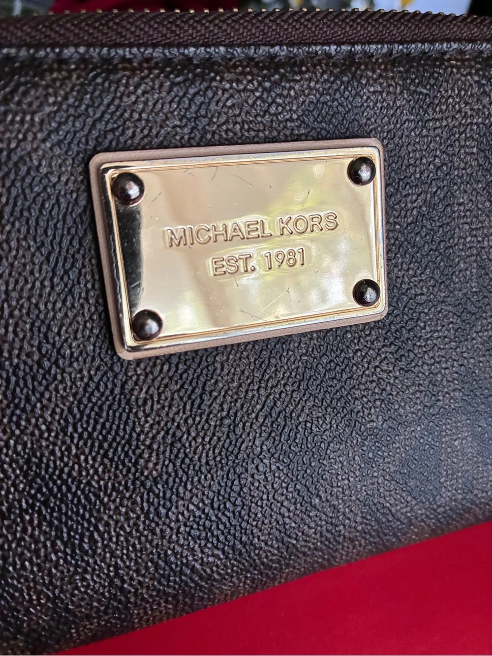 Michael Kors Black and Gold Logo Wristlet